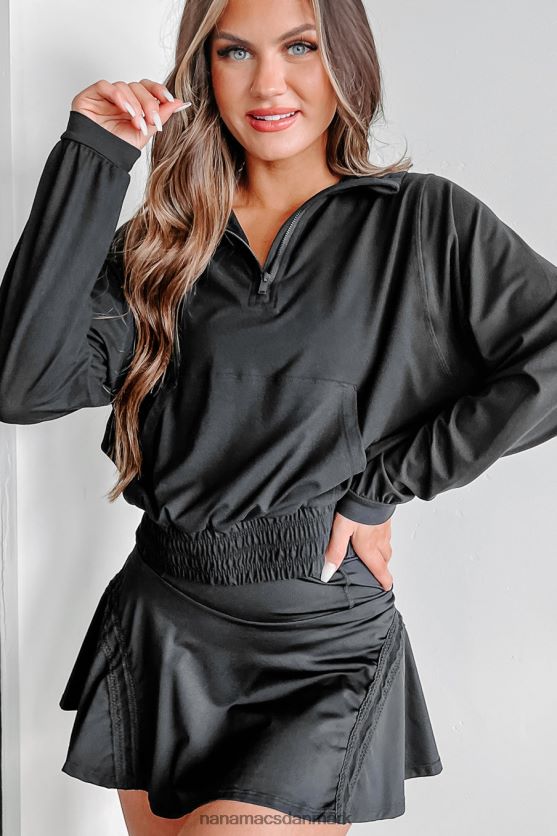 eventyrlig hættetrøje med kvart lynlås NanaMacs XJPBDL608 sort