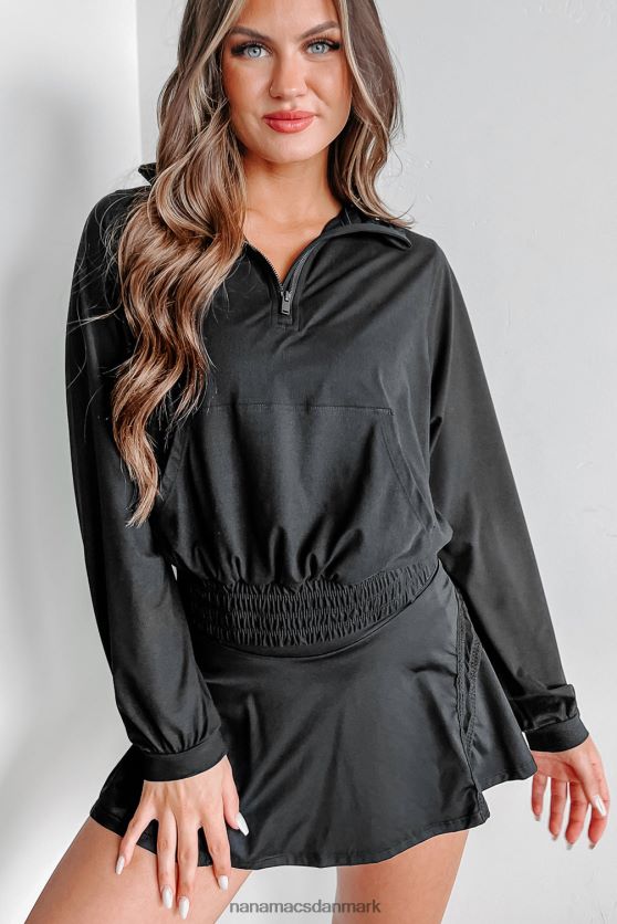 eventyrlig hættetrøje med kvart lynlås NanaMacs XJPBDL608 sort