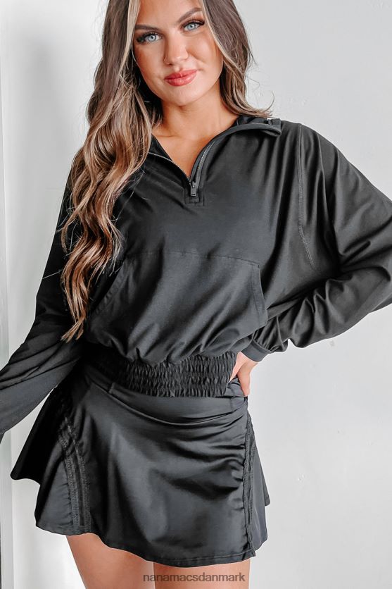 eventyrlig hættetrøje med kvart lynlås NanaMacs XJPBDL608 sort