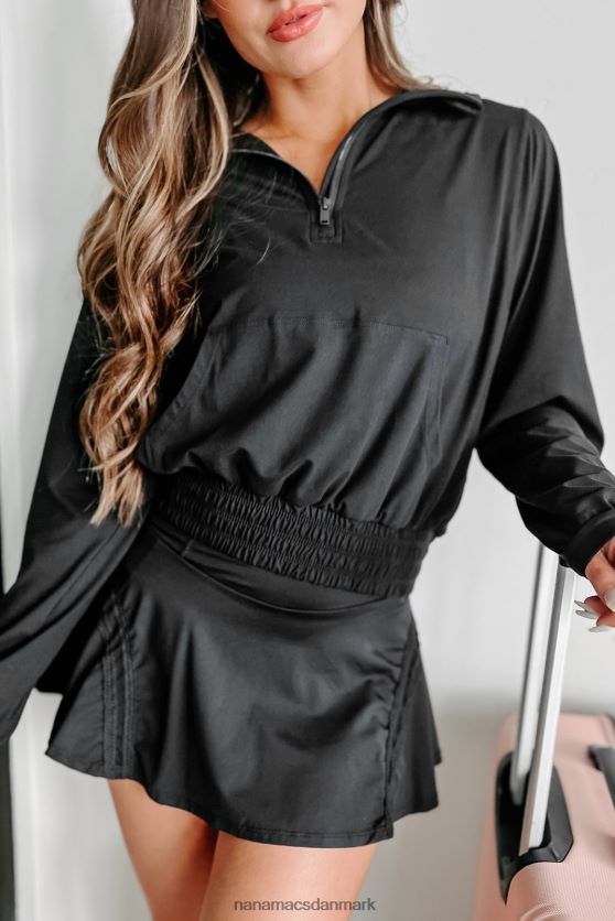 eventyrlig hættetrøje med kvart lynlås NanaMacs XJPBDL608 sort