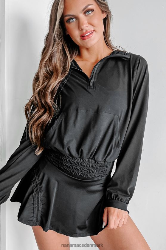 eventyrlig hættetrøje med kvart lynlås NanaMacs XJPBDL608 sort