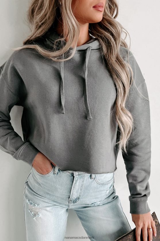 hættetrøje med rå kant NanaMacs XJPBDL1236 storm grå