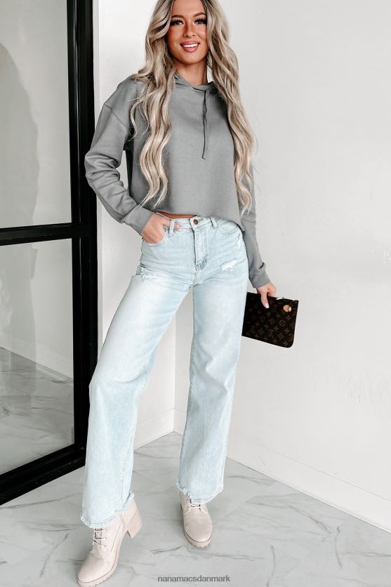 hættetrøje med rå kant NanaMacs XJPBDL1236 storm grå