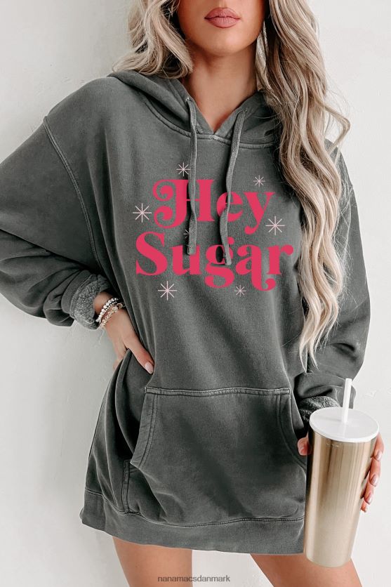 hey sugar vintage wash grafisk hættetrøje NanaMacs XJPBDL3596 sort/pink