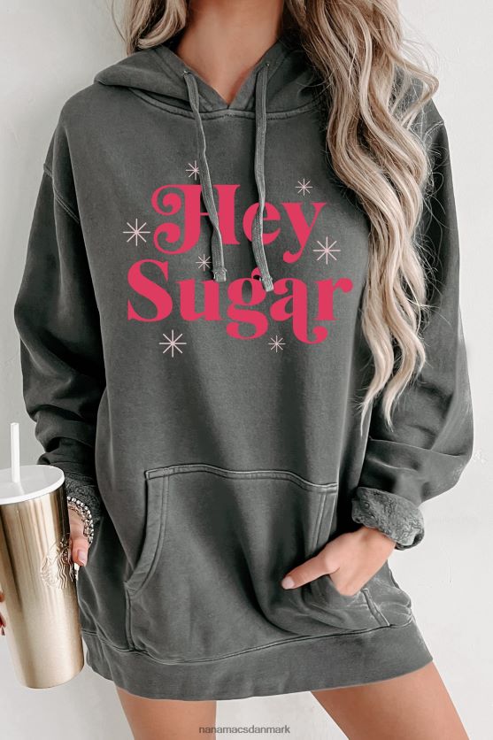 hey sugar vintage wash grafisk hættetrøje NanaMacs XJPBDL3596 sort/pink
