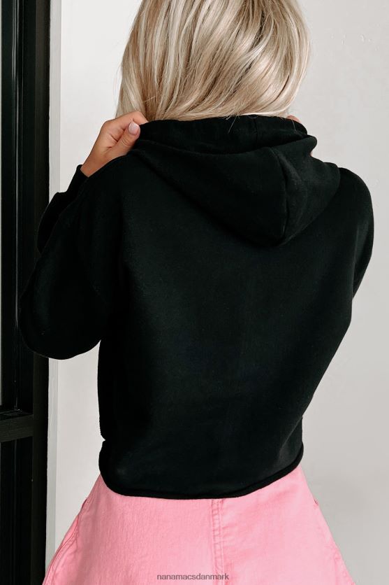 hot wives club cropped grafisk hættetrøje NanaMacs XJPBDL995 sort