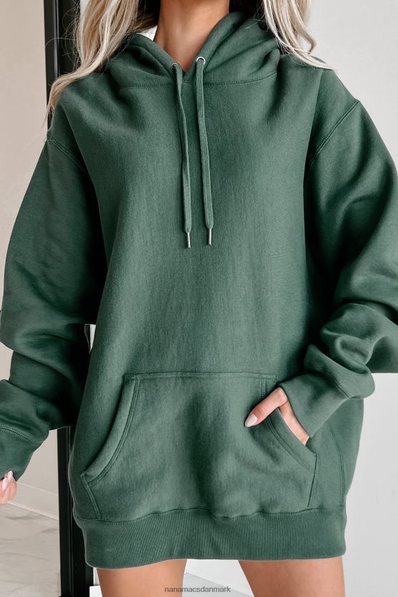 kraftig hættetrøje med ribkant i siden NanaMacs XJPBDL655 alpegrønt