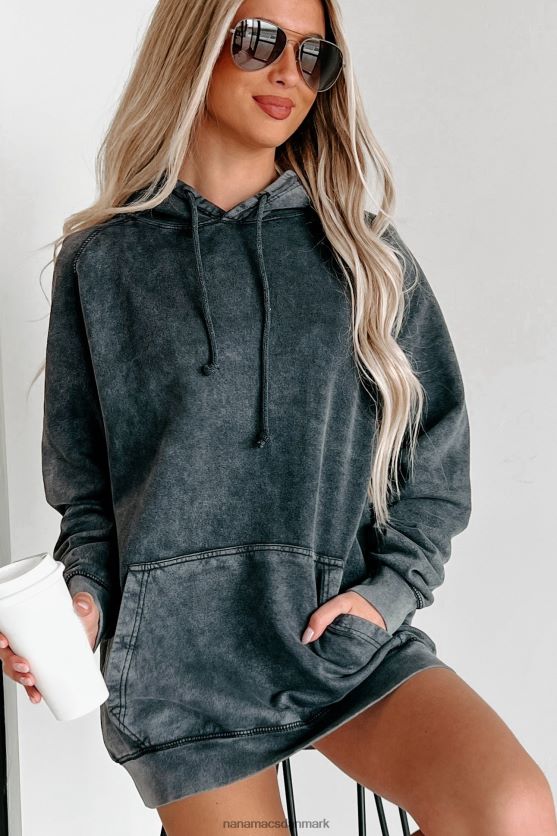 mineral wash hættetrøje NanaMacs XJPBDL651 vintage sort