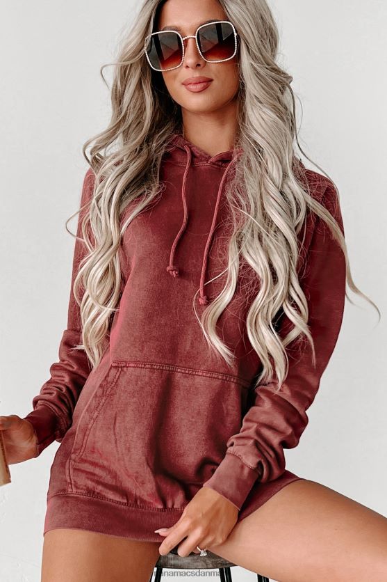 mineral wash hættetrøje NanaMacs XJPBDL662 vintage mursten