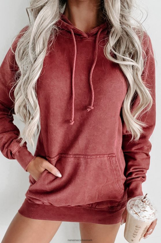 mineral wash hættetrøje NanaMacs XJPBDL662 vintage mursten