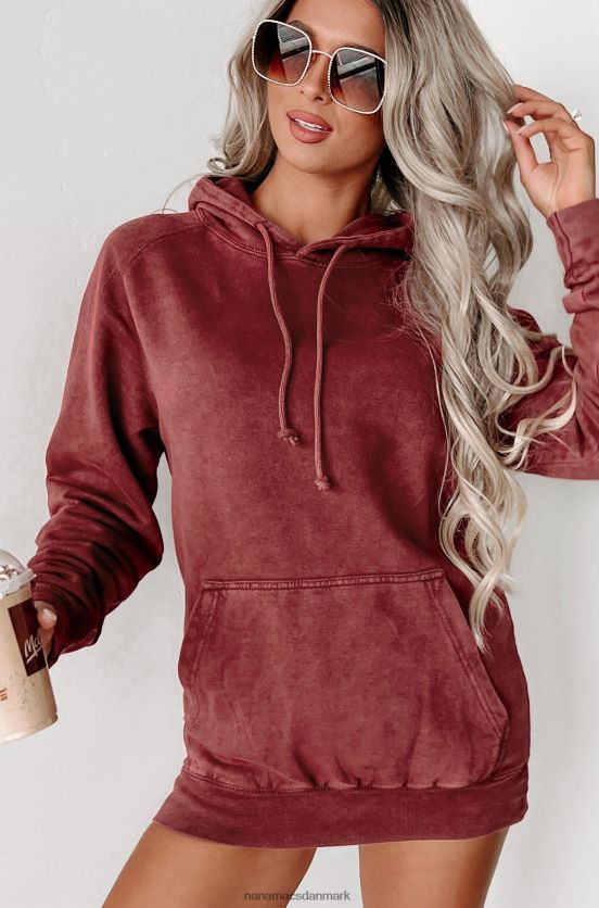 mineral wash hættetrøje NanaMacs XJPBDL662 vintage mursten