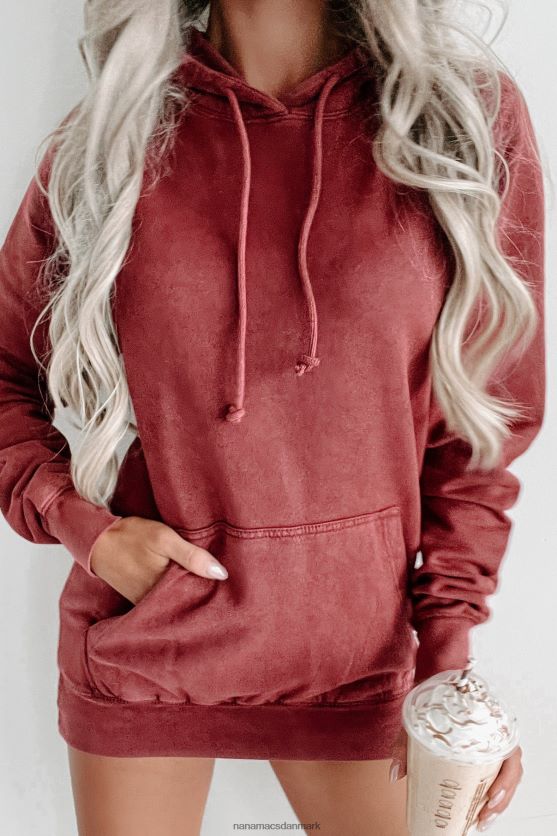 mineral wash hættetrøje NanaMacs XJPBDL662 vintage mursten