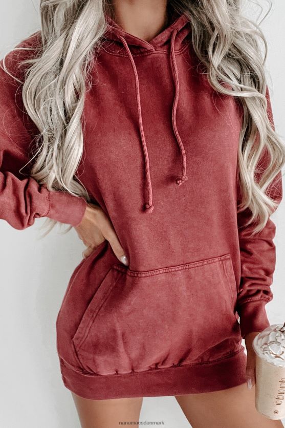 mineral wash hættetrøje NanaMacs XJPBDL662 vintage mursten