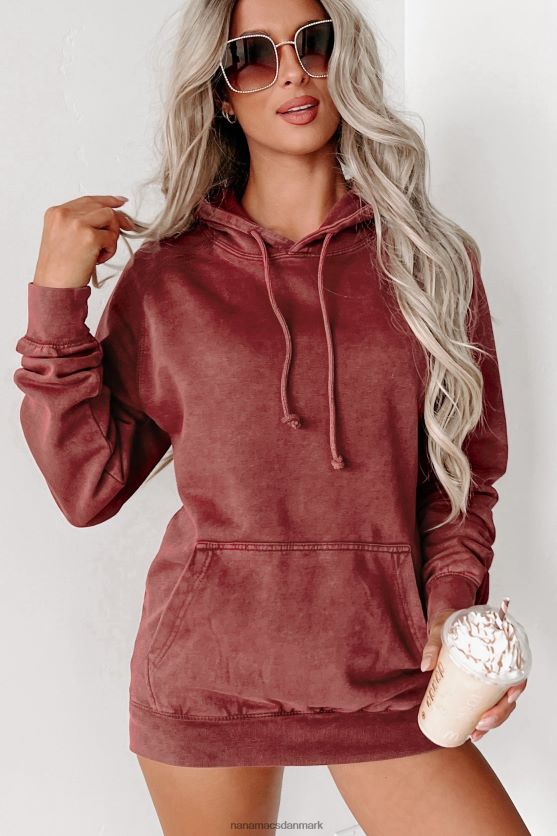 mineral wash hættetrøje NanaMacs XJPBDL662 vintage mursten