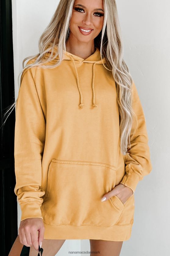 mineral wash hættetrøje NanaMacs XJPBDL668 vintage sennep