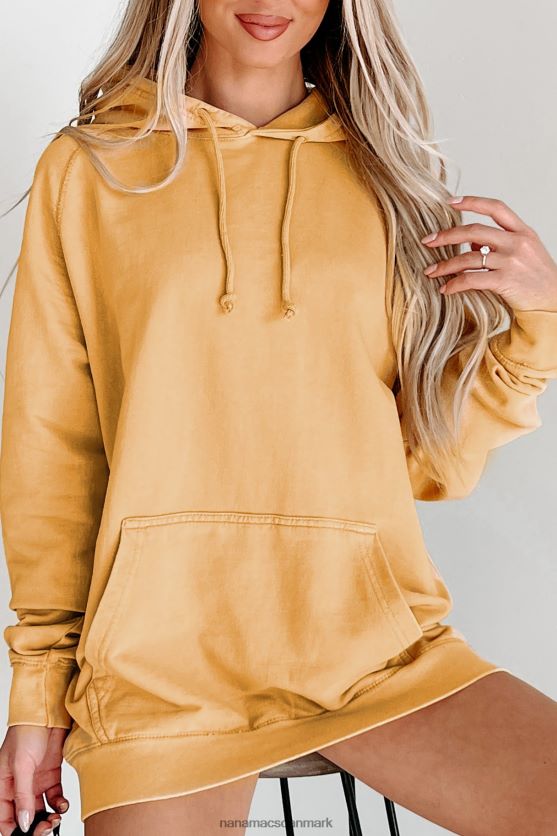 mineral wash hættetrøje NanaMacs XJPBDL668 vintage sennep