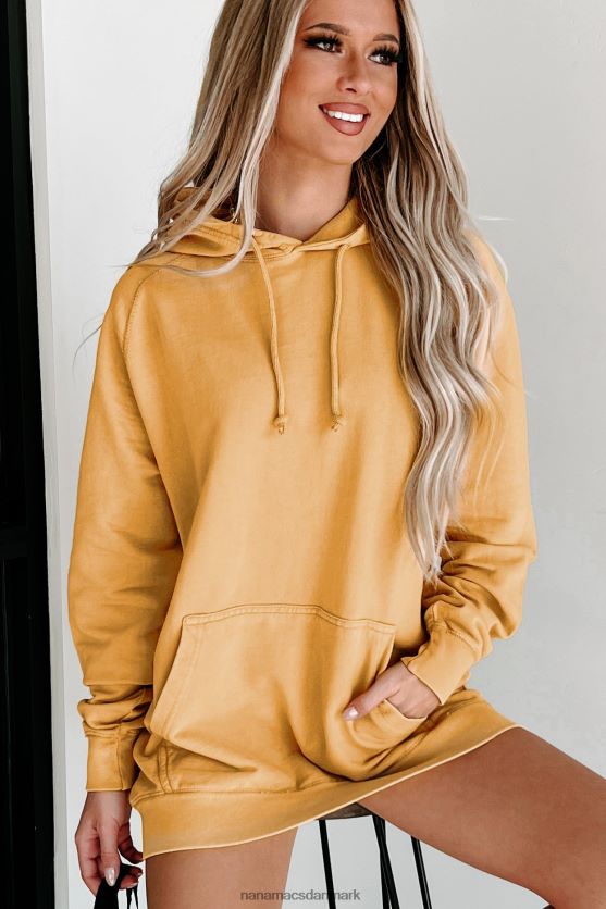 mineral wash hættetrøje NanaMacs XJPBDL668 vintage sennep