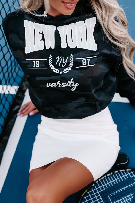 new york varsity grafisk hættetrøje NanaMacs XJPBDL999 sort camo