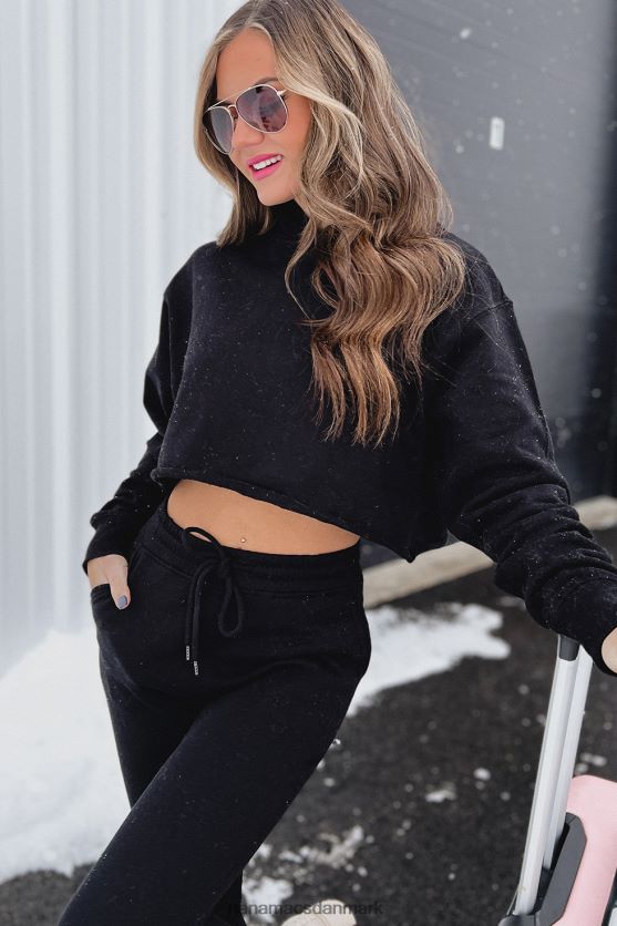 nyla cropped hættetrøje med rå søm NanaMacs XJPBDL979 sort