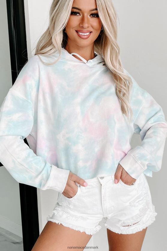 rå hem tie dye crop hættetrøje NanaMacs XJPBDL3608 bindefarve bomuld