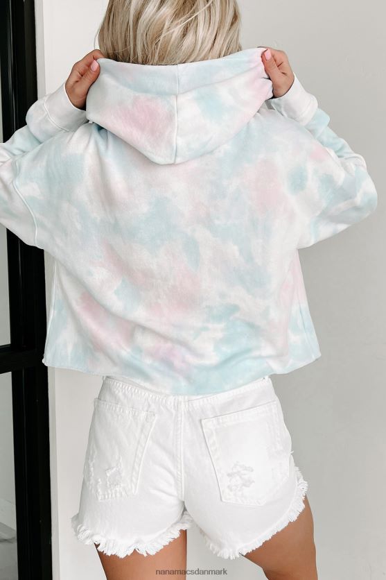 rå hem tie dye crop hættetrøje NanaMacs XJPBDL3608 bindefarve bomuld