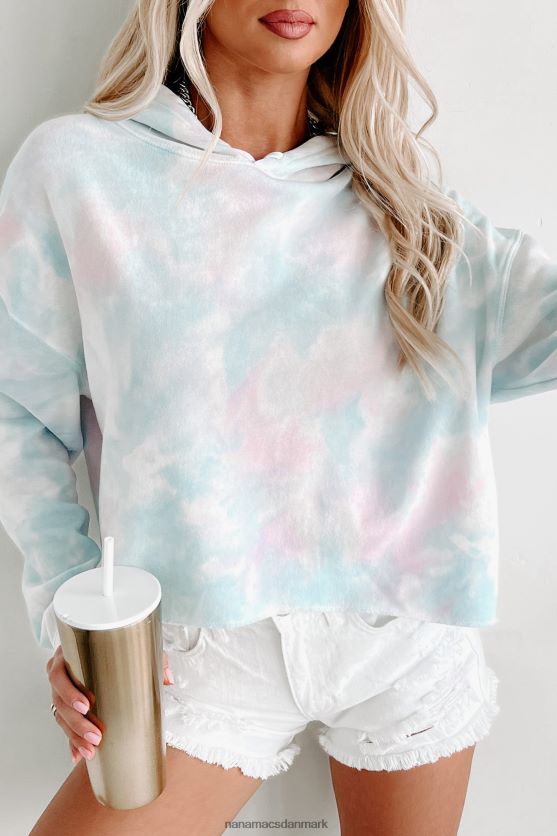 rå hem tie dye crop hættetrøje NanaMacs XJPBDL3608 bindefarve bomuld