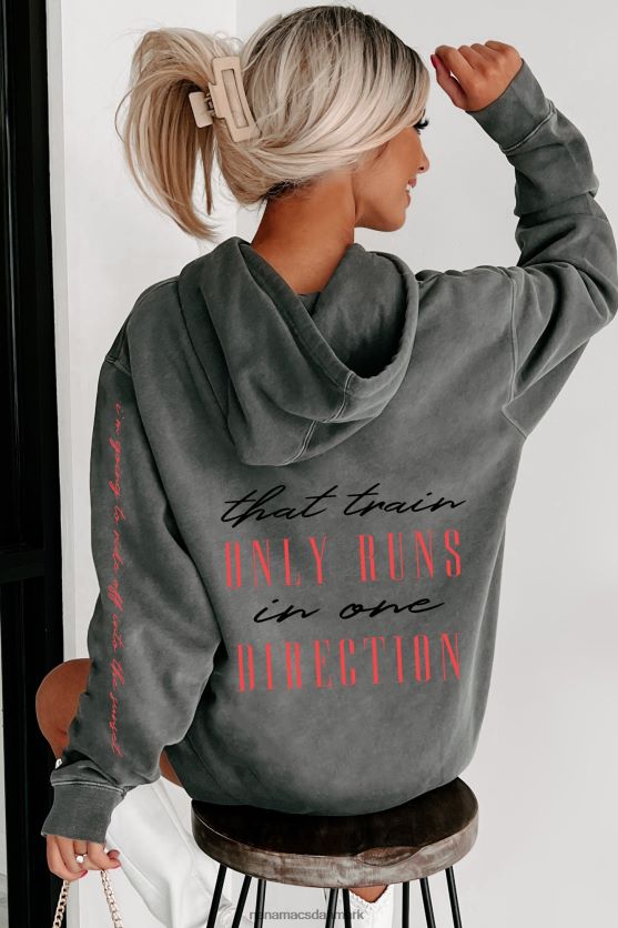 ride ud i solnedgangen dobbeltsidet vintage vask grafisk hættetrøje NanaMacs XJPBDL1033 sort