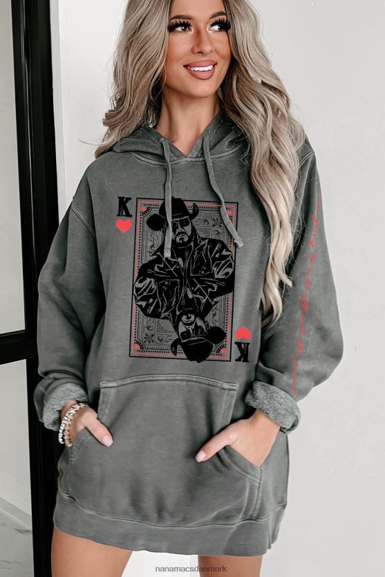 ride ud i solnedgangen dobbeltsidet vintage vask grafisk hættetrøje NanaMacs XJPBDL1033 sort