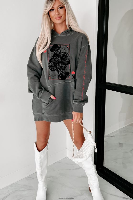 ride ud i solnedgangen dobbeltsidet vintage vask grafisk hættetrøje NanaMacs XJPBDL1033 sort