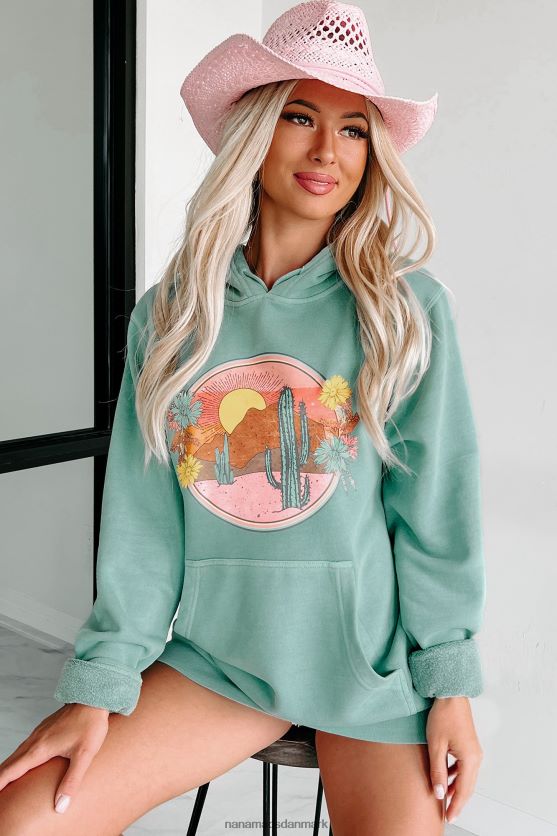 ørken solnedgange vintage wash grafisk hættetrøje NanaMacs XJPBDL3589 mynte