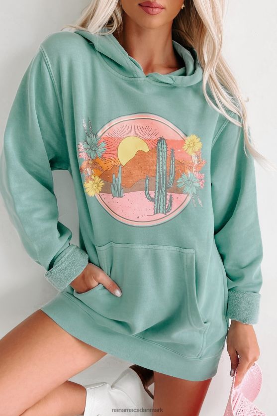 ørken solnedgange vintage wash grafisk hættetrøje NanaMacs XJPBDL3589 mynte