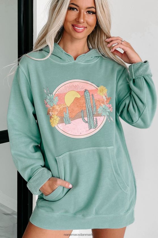 ørken solnedgange vintage wash grafisk hættetrøje NanaMacs XJPBDL3589 mynte