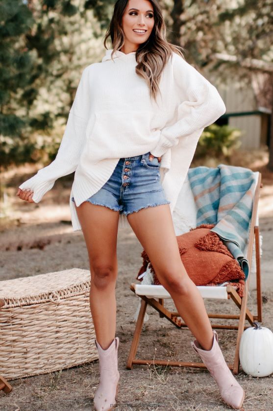 søger efter komfort chenille strik hættetrøje NanaMacs XJPBDL1739 elfenben