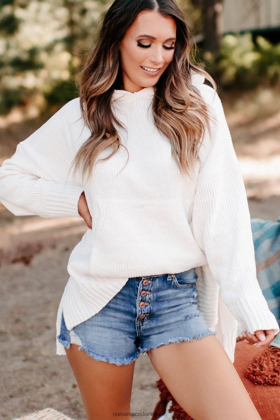 søger efter komfort chenille strik hættetrøje NanaMacs XJPBDL1739 elfenben