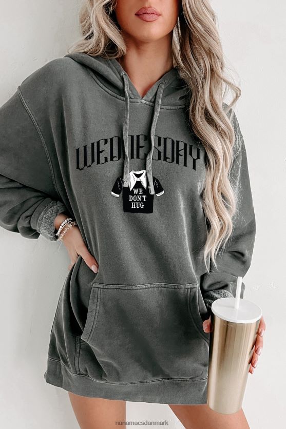 vi krammer ikke vintage wash grafisk hættetrøje NanaMacs XJPBDL3597 sort