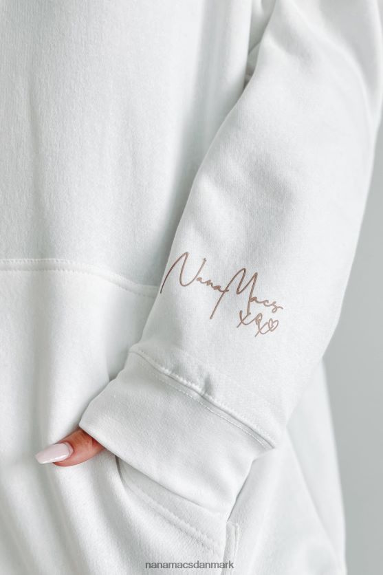 xoxo grafisk hættetrøje NanaMacs XJPBDL1067 hvid/taupe tekst-ærme