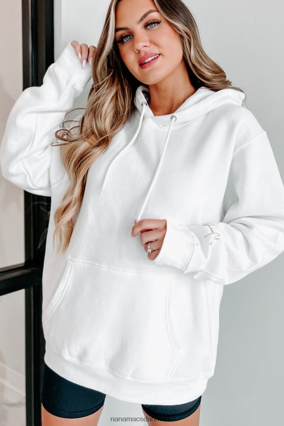 xoxo grafisk hættetrøje NanaMacs XJPBDL1067 hvid/taupe tekst-ærme