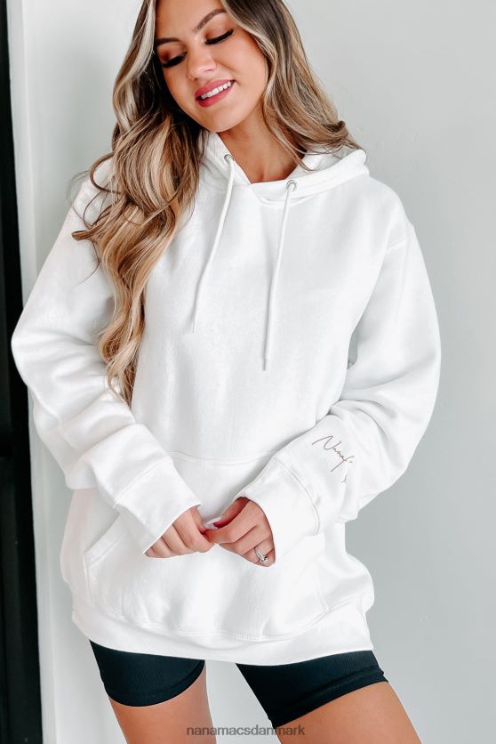 xoxo grafisk hættetrøje NanaMacs XJPBDL1067 hvid/taupe tekst-ærme