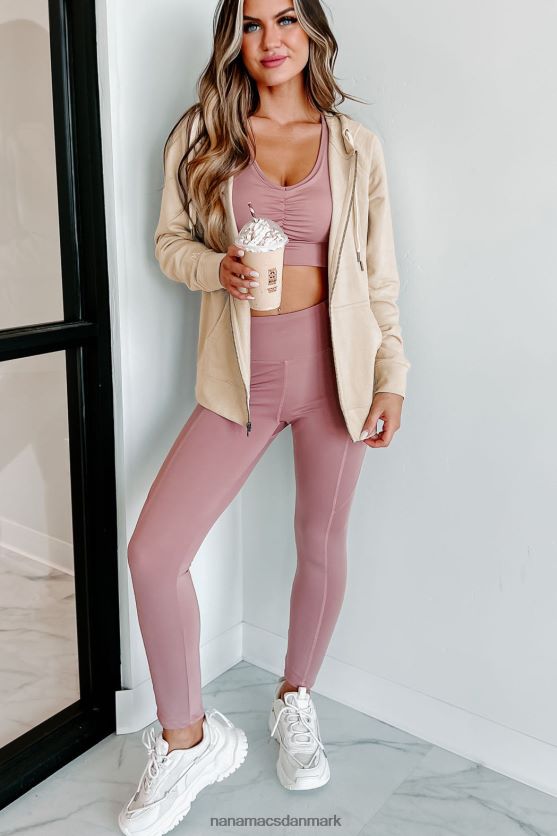 xoxo grafisk hættetrøje med lynlås NanaMacs XJPBDL1060 sand/hvid tekst-sleeve