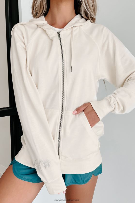 xoxo grafisk hættetrøje med lynlås NanaMacs XJPBDL1063 knogle/sølv tekst-sleeve