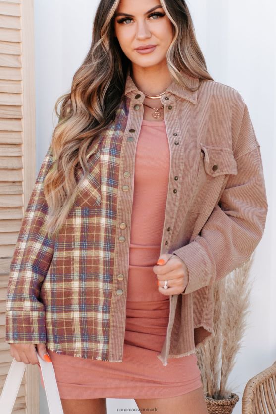 Asheville adventures plaid/fløjlsbuks kontrast-shacket NanaMacs XJPBDL3720 lilla multi