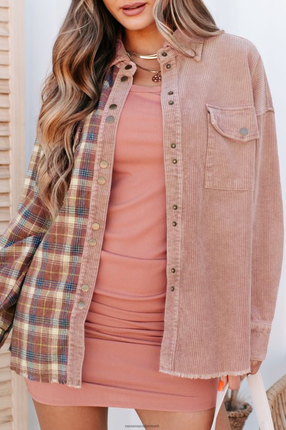 Asheville adventures plaid/fløjlsbuks kontrast-shacket NanaMacs XJPBDL3720 lilla multi