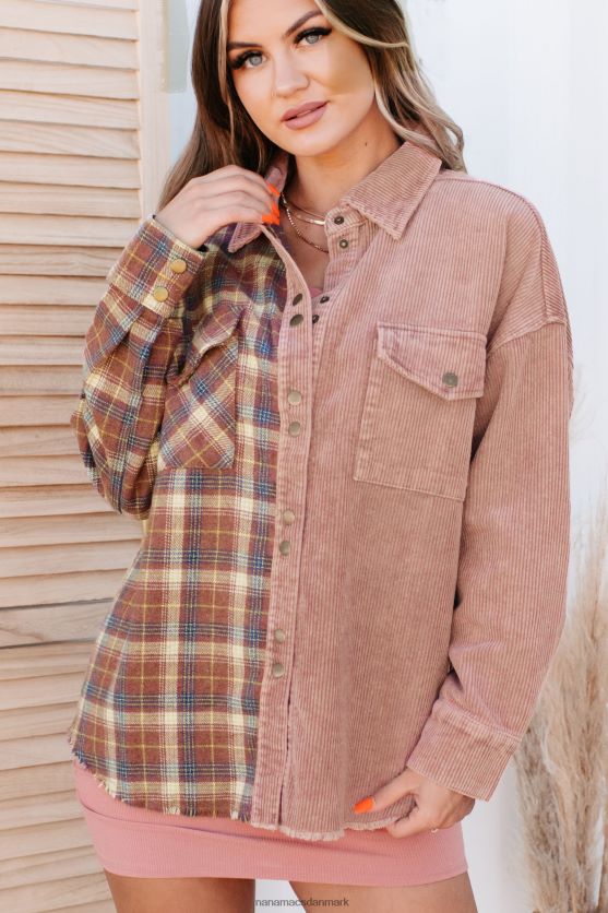 Asheville adventures plaid/fløjlsbuks kontrast-shacket NanaMacs XJPBDL3720 lilla multi