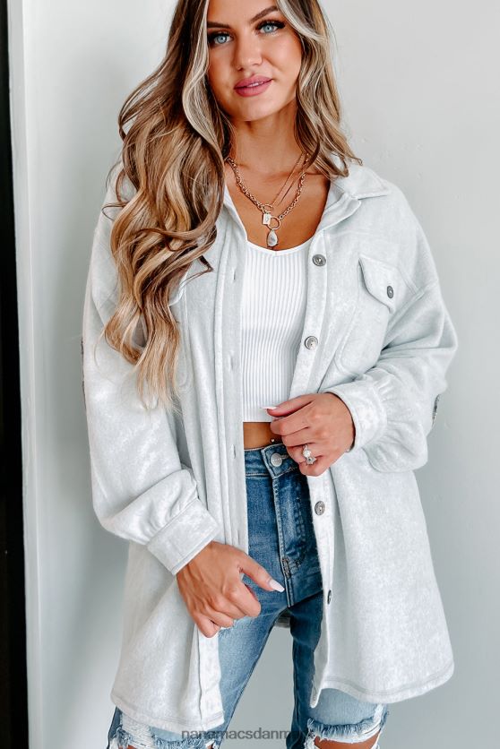 åbne spørgsmål plaid kontrastpanel fleece shacket NanaMacs XJPBDL1774 grå