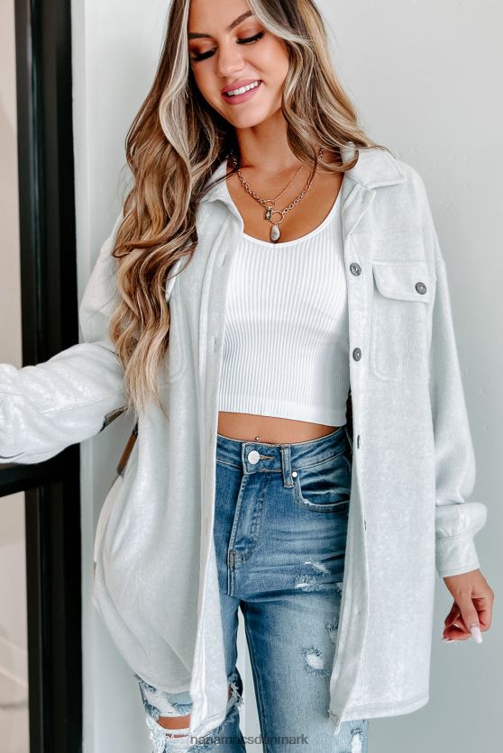 åbne spørgsmål plaid kontrastpanel fleece shacket NanaMacs XJPBDL1774 grå