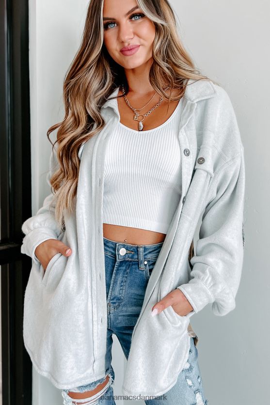 åbne spørgsmål plaid kontrastpanel fleece shacket NanaMacs XJPBDL1774 grå