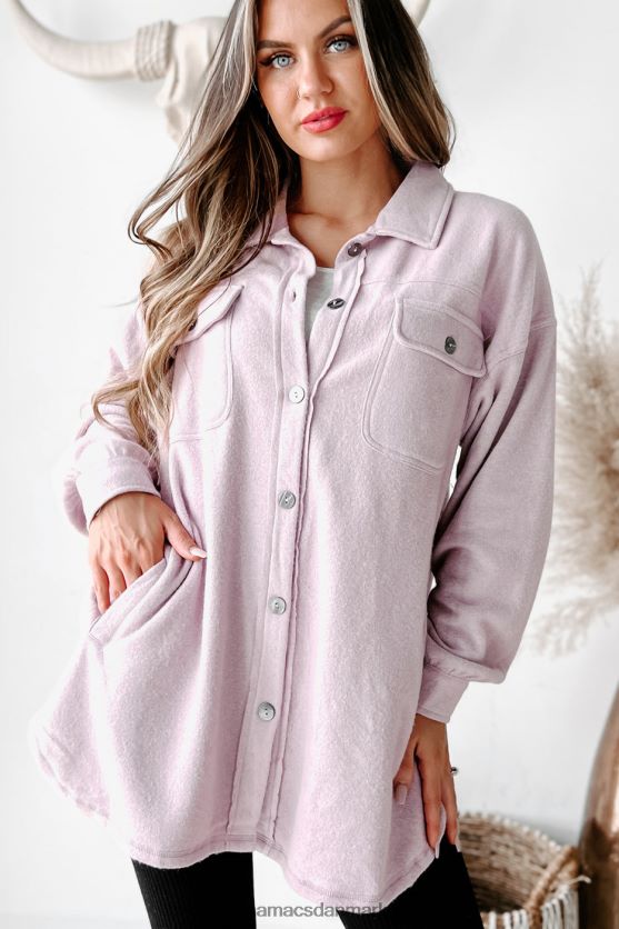 åbne spørgsmål plaid kontrastpanel fleece shacket NanaMacs XJPBDL3663 lyserød