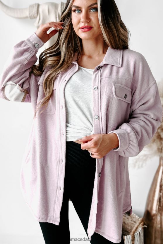 åbne spørgsmål plaid kontrastpanel fleece shacket NanaMacs XJPBDL3663 lyserød