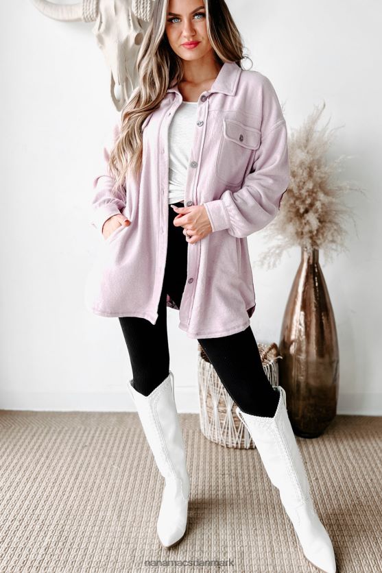 åbne spørgsmål plaid kontrastpanel fleece shacket NanaMacs XJPBDL3663 lyserød