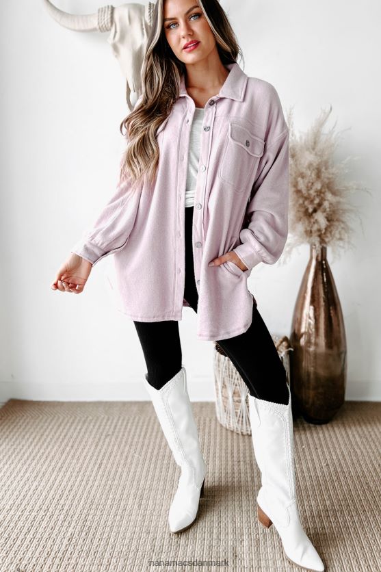 åbne spørgsmål plaid kontrastpanel fleece shacket NanaMacs XJPBDL3663 lyserød